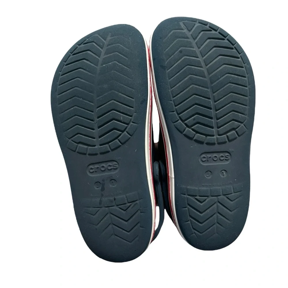 CROCS J1 Kids Bayaband Navy Blue & Red Classic Clog Water Shoes